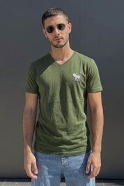 AF Men's V-Neck Moose Embroidered Premium Tee Shirt