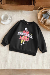 Dudy Kid's Baseball 1980 Printed Long Sleeve Fleece Sweatshirt