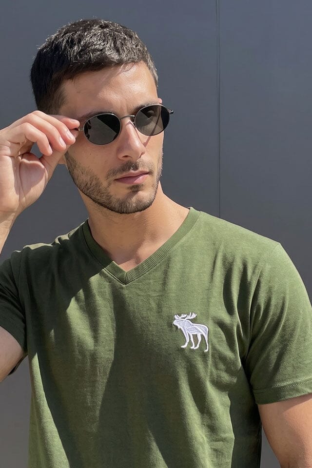 AF Men's V-Neck Moose Embroidered Premium Tee Shirt