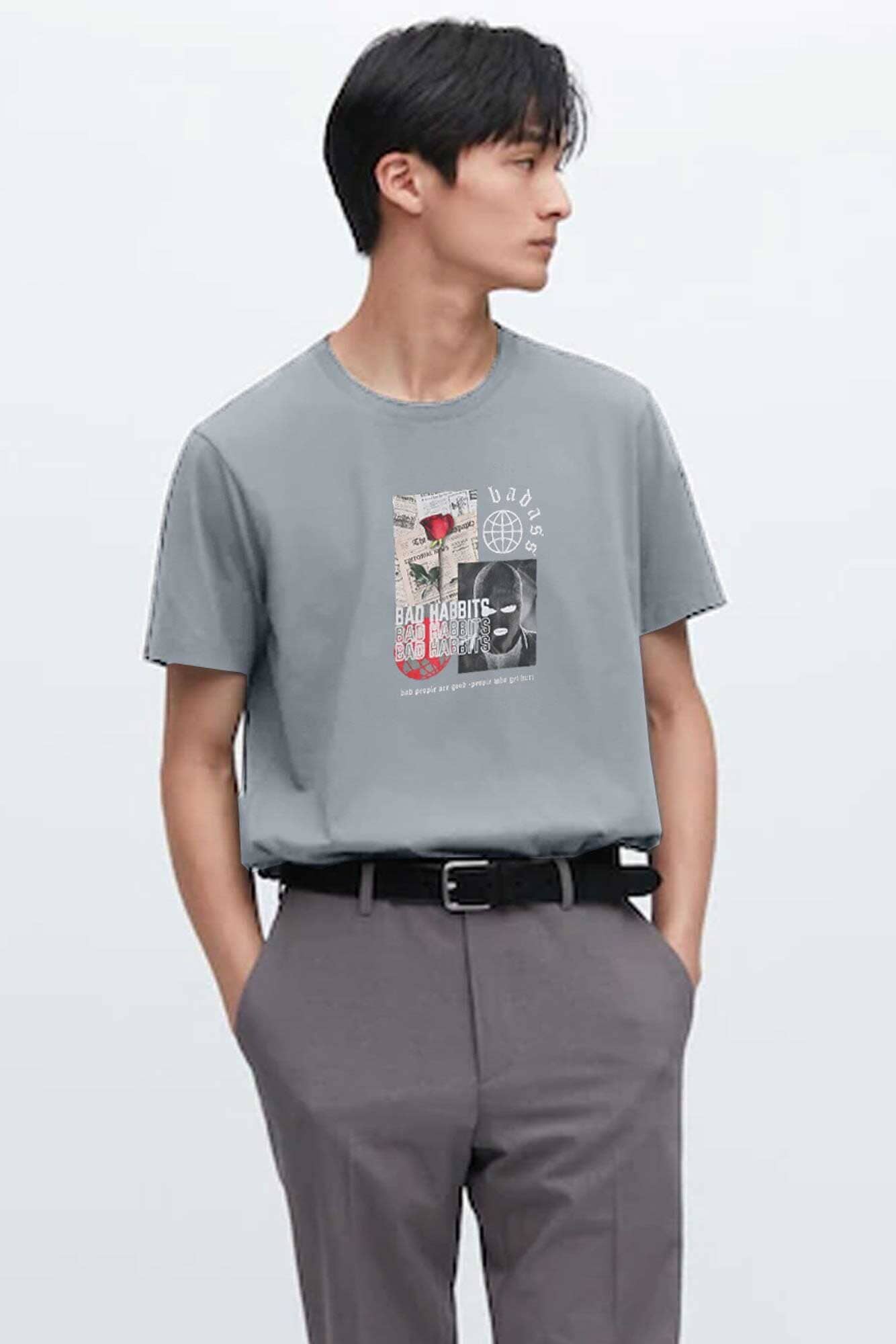 Polo Republica Men's Bad Habits Printed Crew Neck Tee Shirt