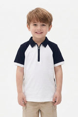Cherrico Boy's Zipper Placket Polo Shirt