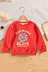 Tiny Teen Kid's Flowers & Love Printed Fleece Sweat Shirt