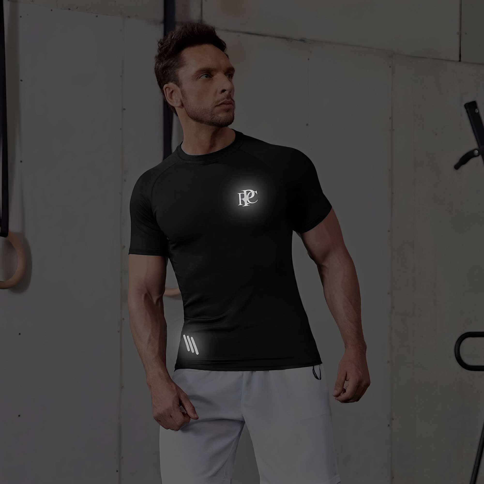 Polo Republica Men's PRC & Diagonal Stripes Printed Activewear Tee Shirt Men's Tee Shirt Polo Republica Black S 