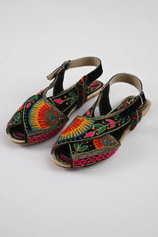 Women's Leaves Embroidered Design Peshawri Chappal