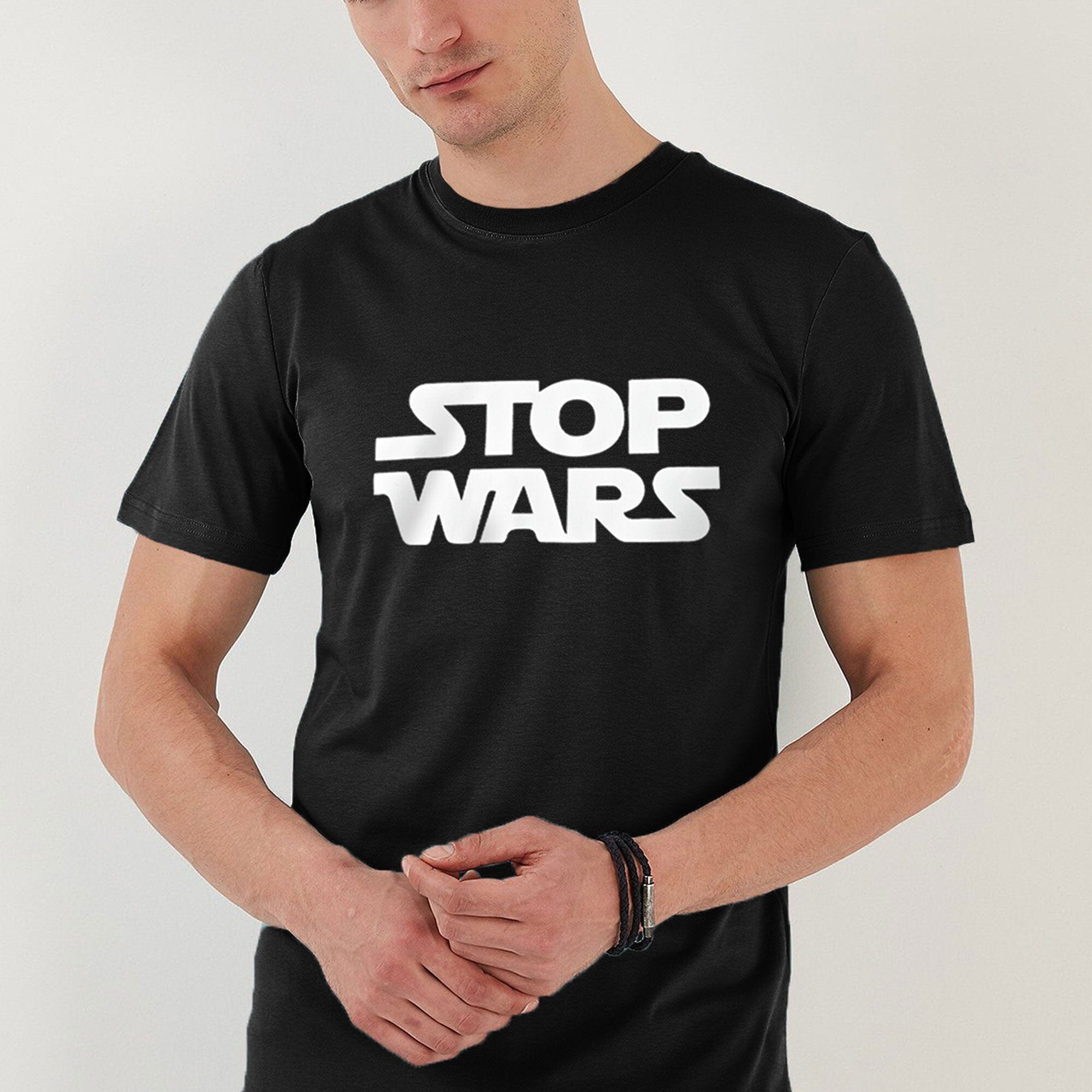 Polo Republica Men's Palestine's Stop Wars Printed Tee Shirt Men's Tee Shirt Polo Republica Black S 
