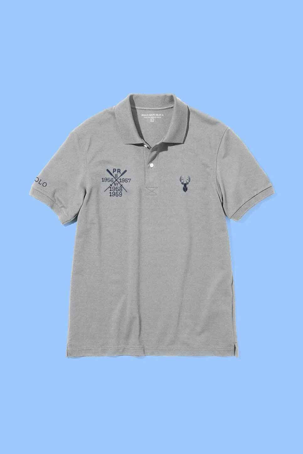 Polo Republica Men's Deer & PR Mallets Embroidered Short Sleeve Polo Shirt