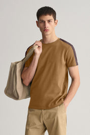 Men's Shoulder Stripes Style Crew Neck Tee Shirt Men's Tee Shirt IBT 