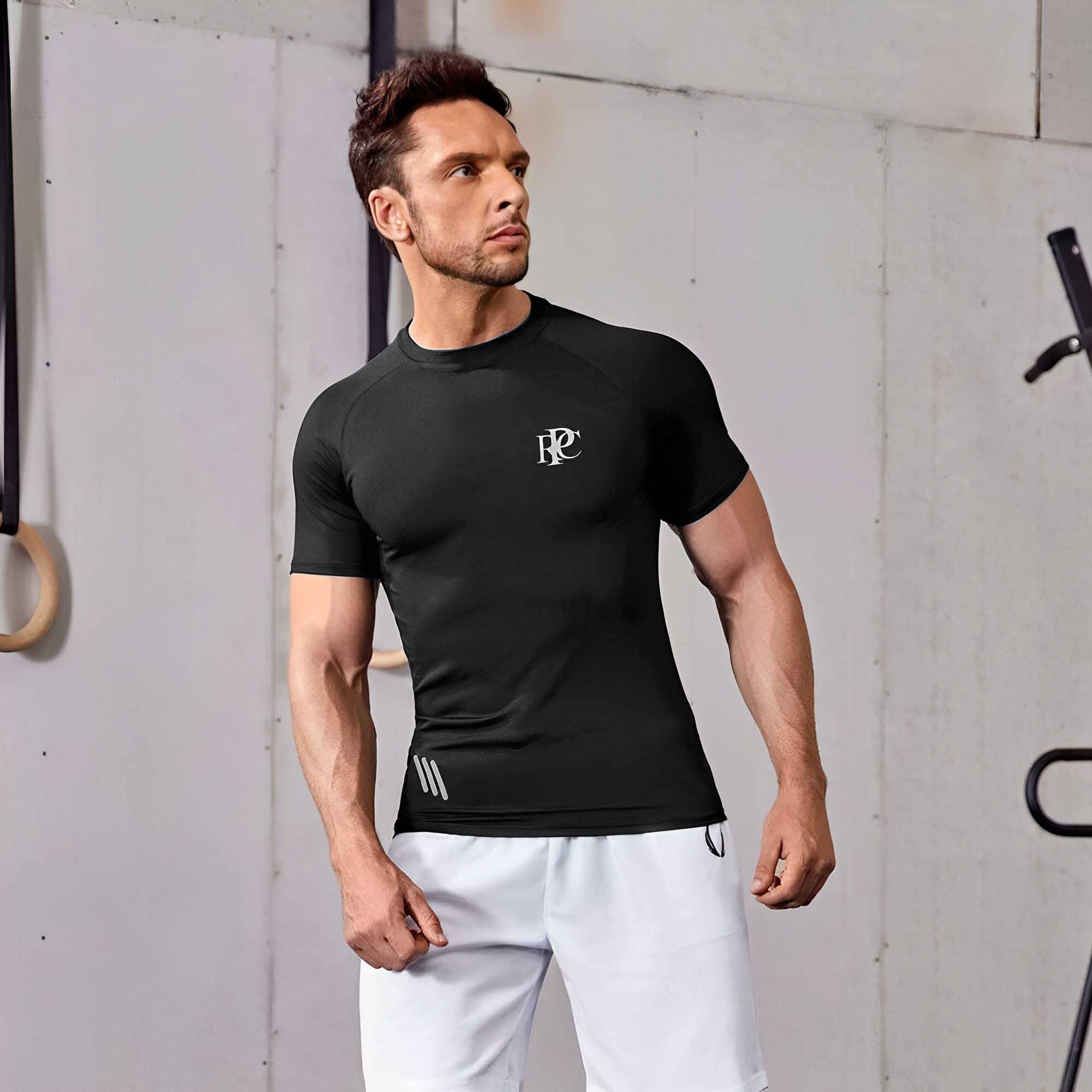 Polo Republica Men's PRC & Diagonal Stripes Printed Activewear Tee Shirt Men's Tee Shirt Polo Republica 