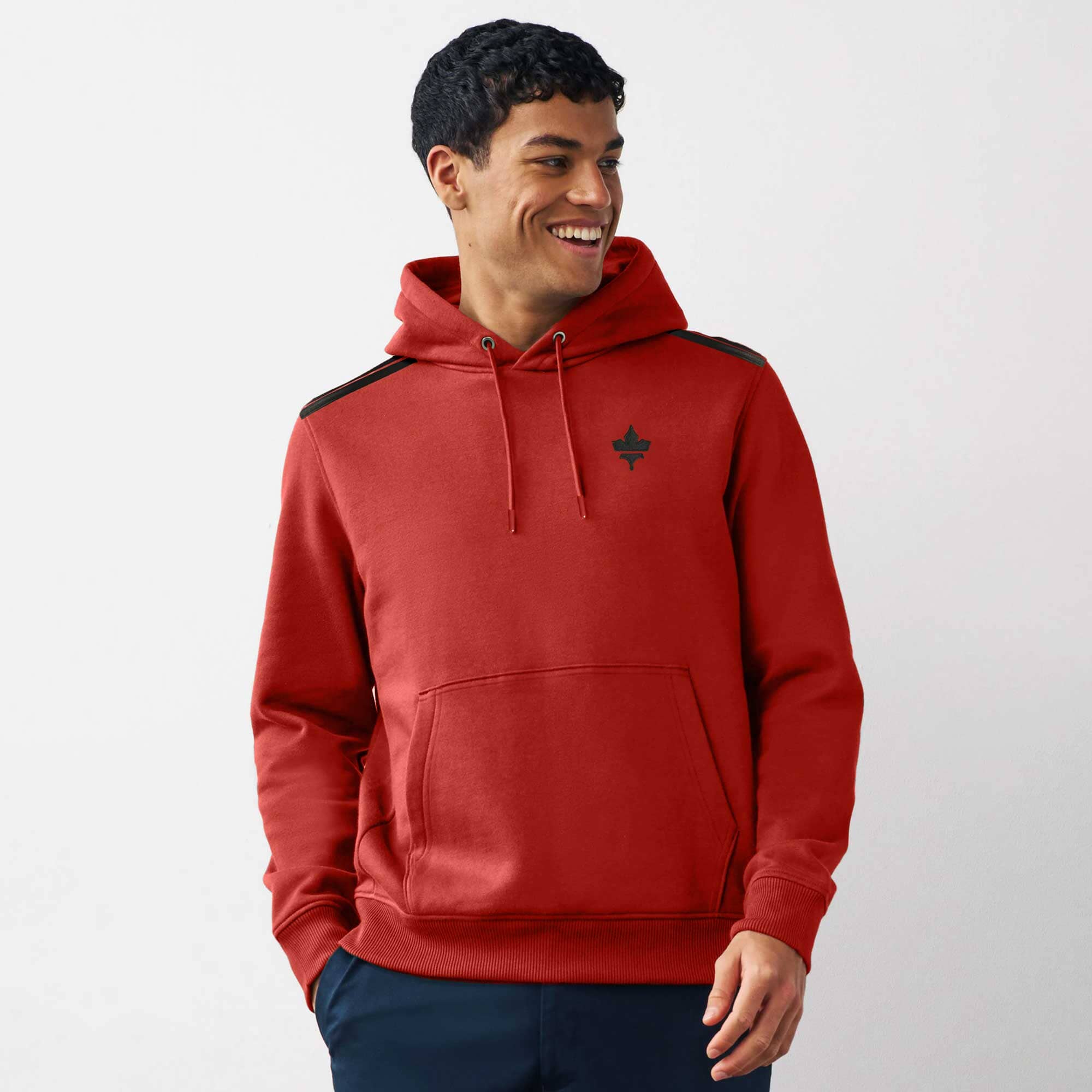 Polo Republica Men's Maple Leaf Embroidered Fleece Pullover Hoodie Men's Pullover Hoodie Polo Republica Red S 