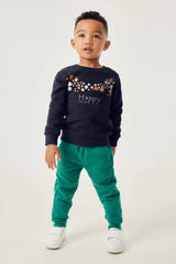 Kid's Floral Printed Happy Little One Fleece Sweat Shirt