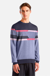 Fashion Men's Contrast Panels Design Sweater Men's Sweat Shirt First Choice Navy & Slate Grey L 