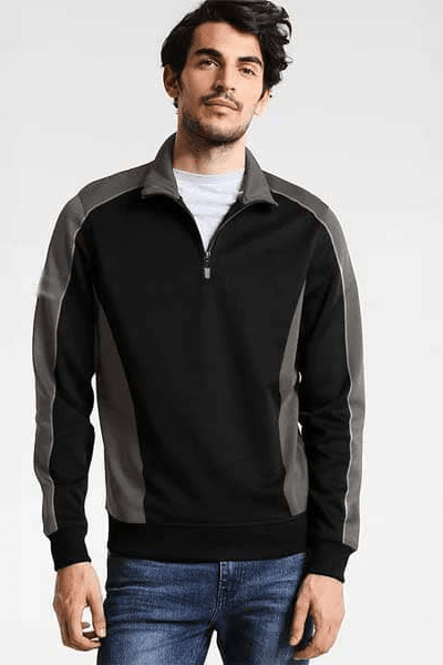 4 Zipper Logo Embroidered Minor Fault Fleece Sweat Shirt Men's Sweat Shirt Image 