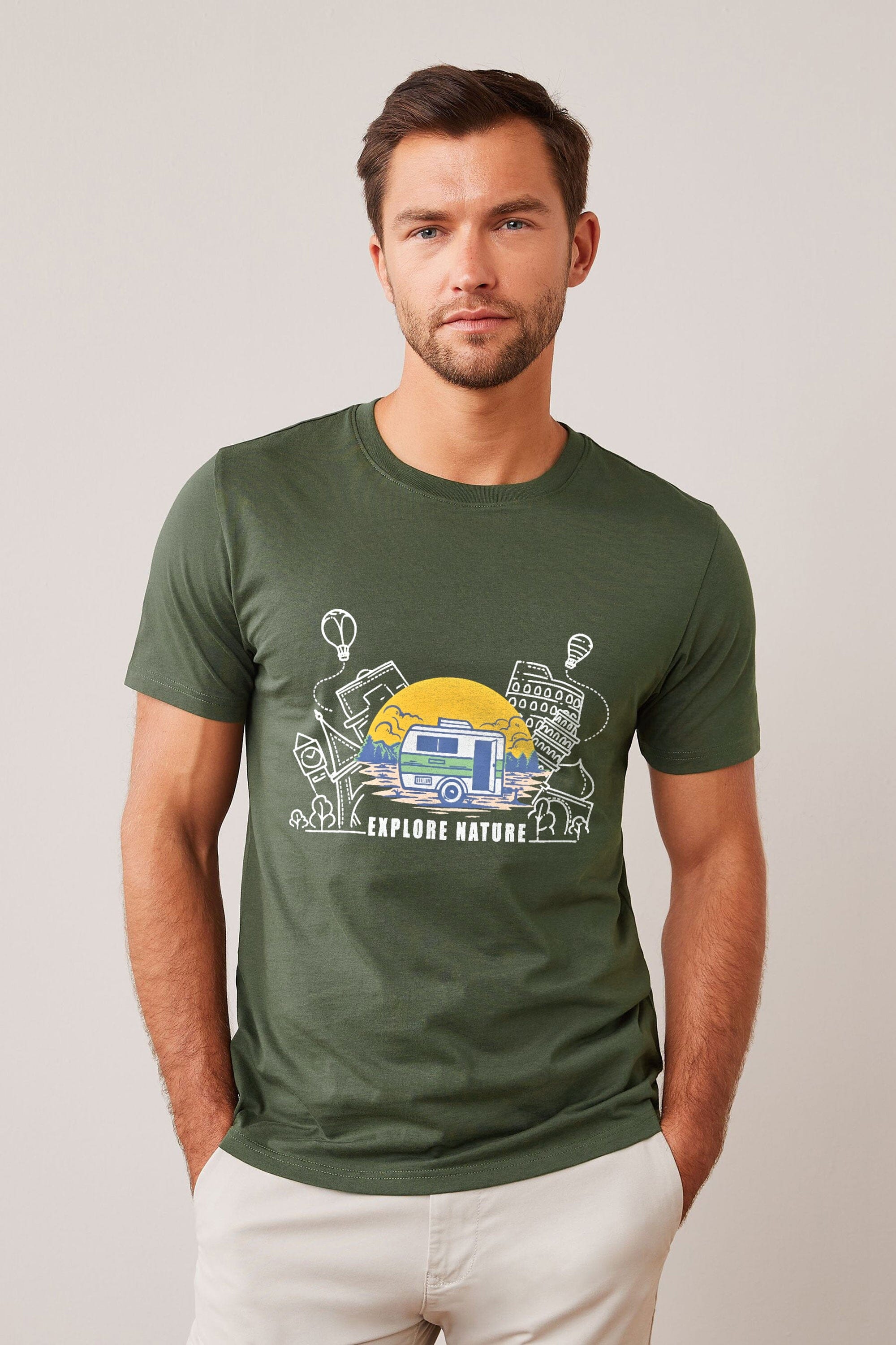 Polo Republica Men's Explore Nature Printed Crew Neck Tee Shirt Men's Tee Shirt Polo Republica 