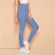 Hopio Girl's Solid Design Leggings Girl's Trousers MHJ Powder Blue 6-7 Years 