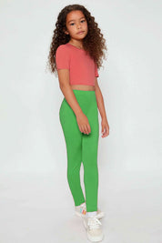 Hopio Girl's Solid Design Leggings Girl's Trousers MHJ 