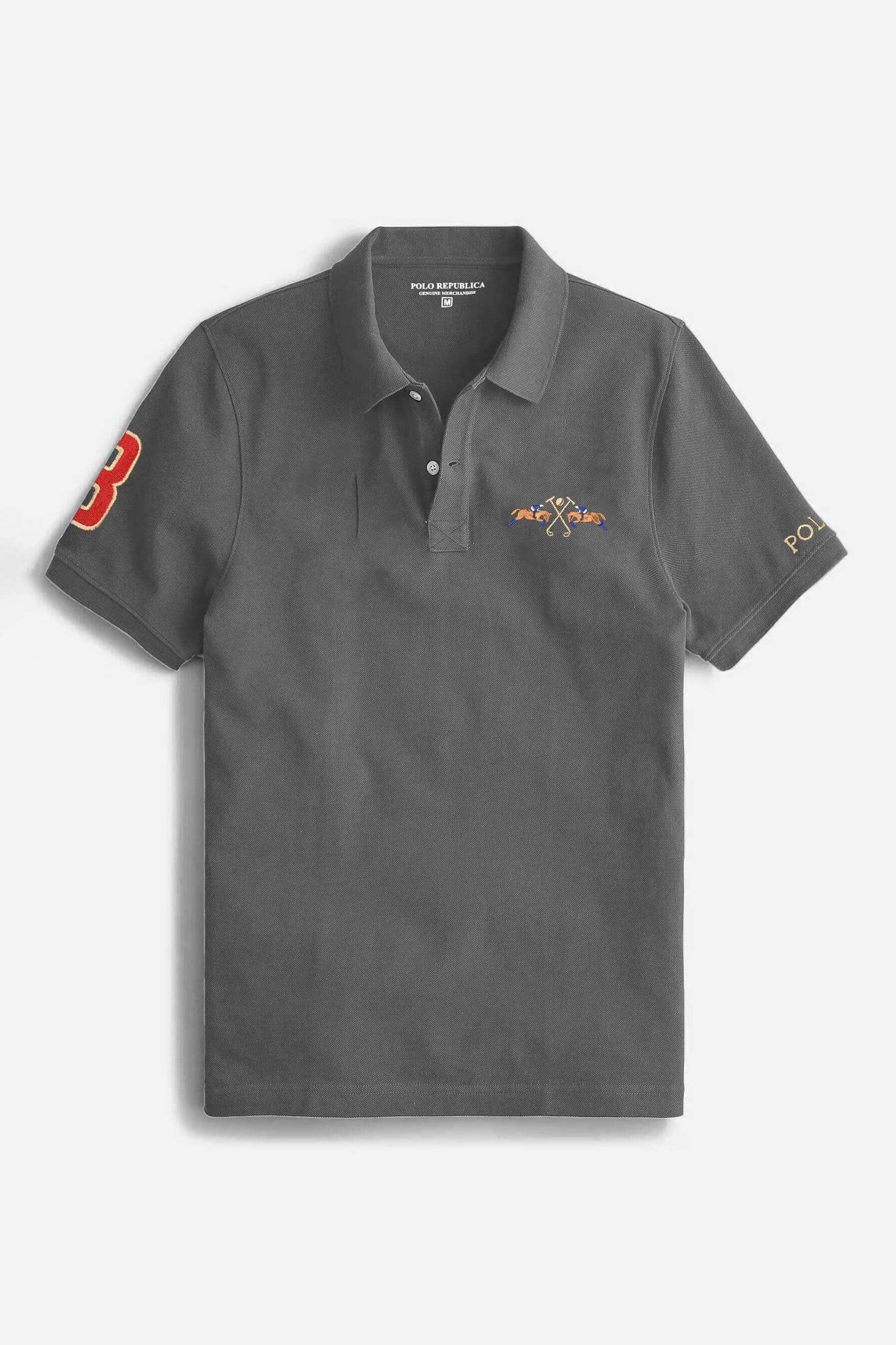 Polo Republica Men's Double Pony & Polo 3 Embroidered Short Sleeve Polo Shirt Men's Polo Shirt Polo Republica 