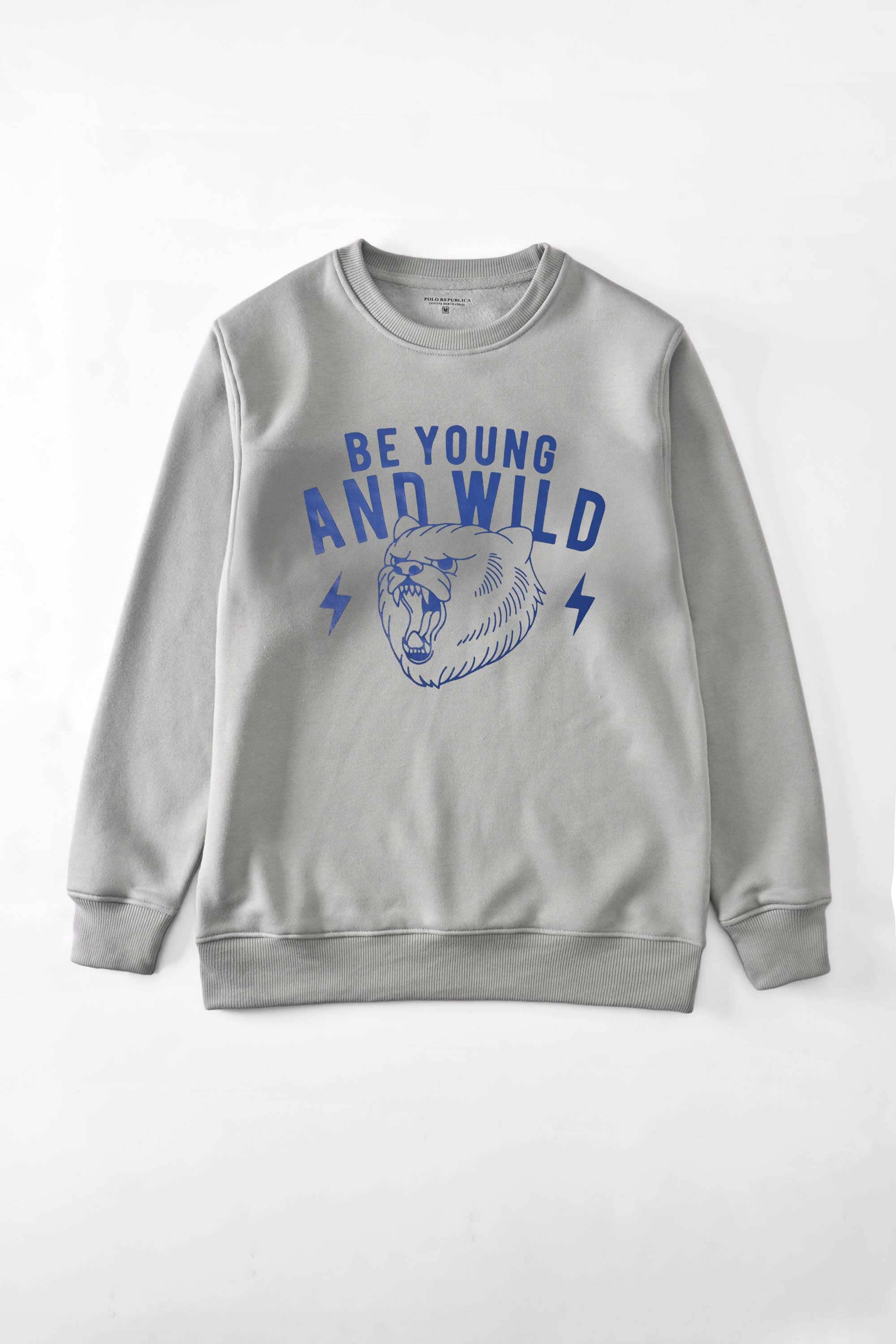 Polo Republica Men's Be Young & Wild Printed Fleece Sweat Shirt Men's Sweat Shirt Polo Republica 