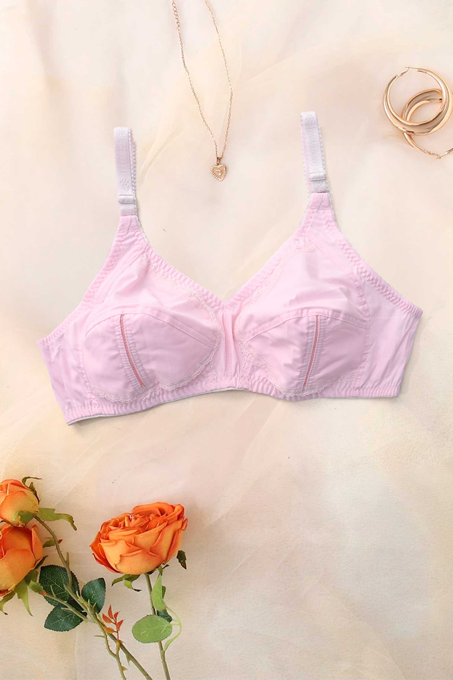 PG Women's Floral Lace Cotton Bra Women's Lingerie Cash Purchase Kamran Mushtaq Pink 30 