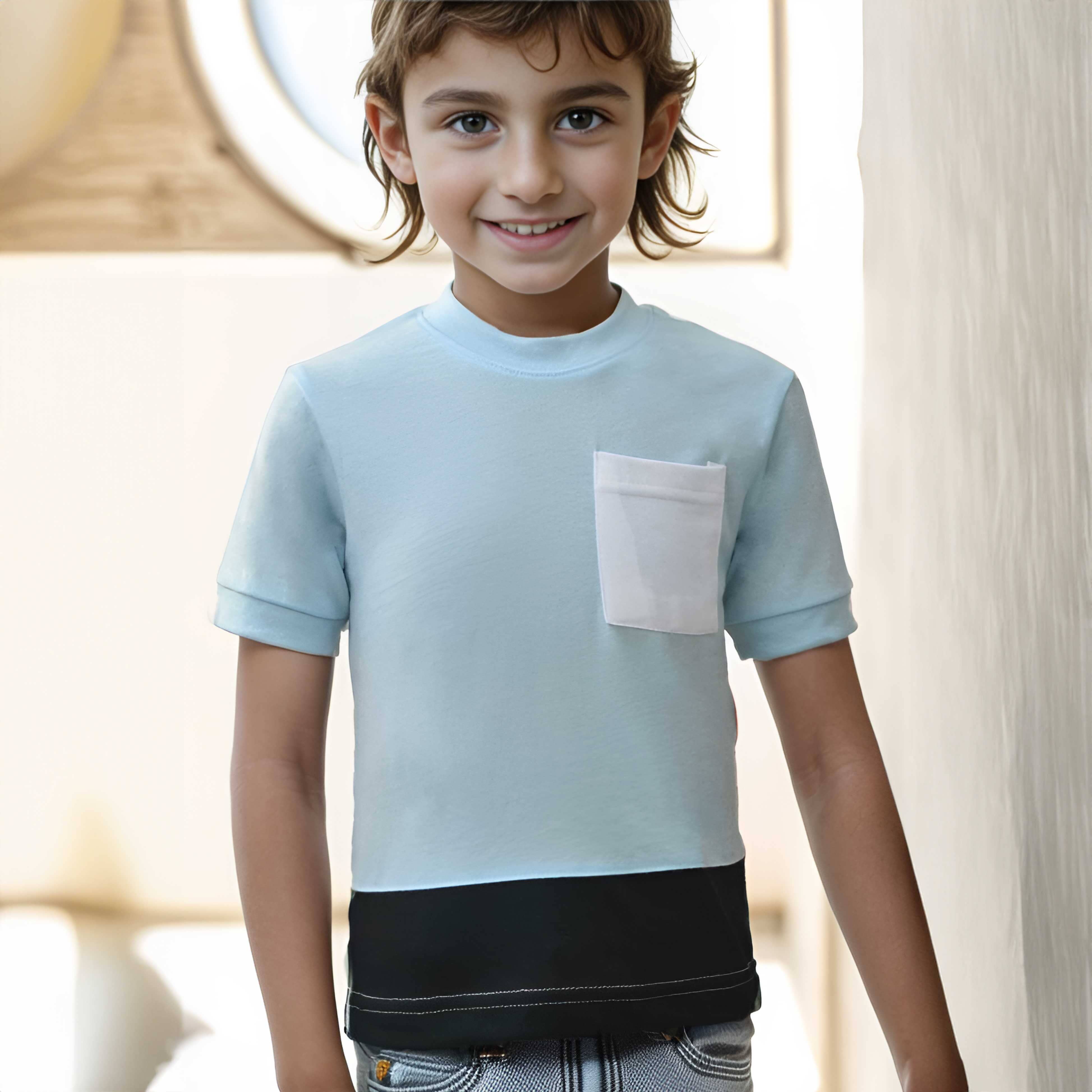 Polo Republica Kid's Contrast Pocket Panel Tee Shirt Kid's Tee Shirt Polo Republica Sky 2-3 Years 