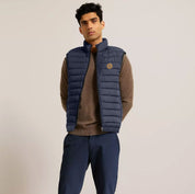 Burnt Soul Men's B Hexagon Embroidered Body Warmer Puffer Gilet Men's Gilet IBT Navy S 