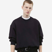 Men's Solid Design Crew Neck Minor Fault Sweat Shirt Men's Sweat Shirt image Black XS 