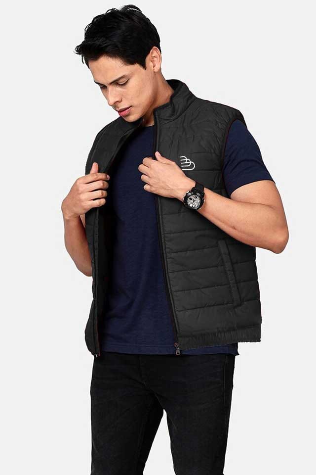 The Burnt Soul Men's Logo Embroidered Minor Fault Sleeveless Puffer Gilet Men's Gilet IBT 