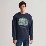 Polo Republica Men's Tropical Paradise Printed Fleece Sweat Shirt Men's Sweat Shirt Polo Republica Navy S 