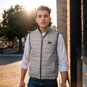 Burnt Soul Men's Bear Embroidered Body Warmer Puffer Gilet Men's Gilet IBT Grey S 