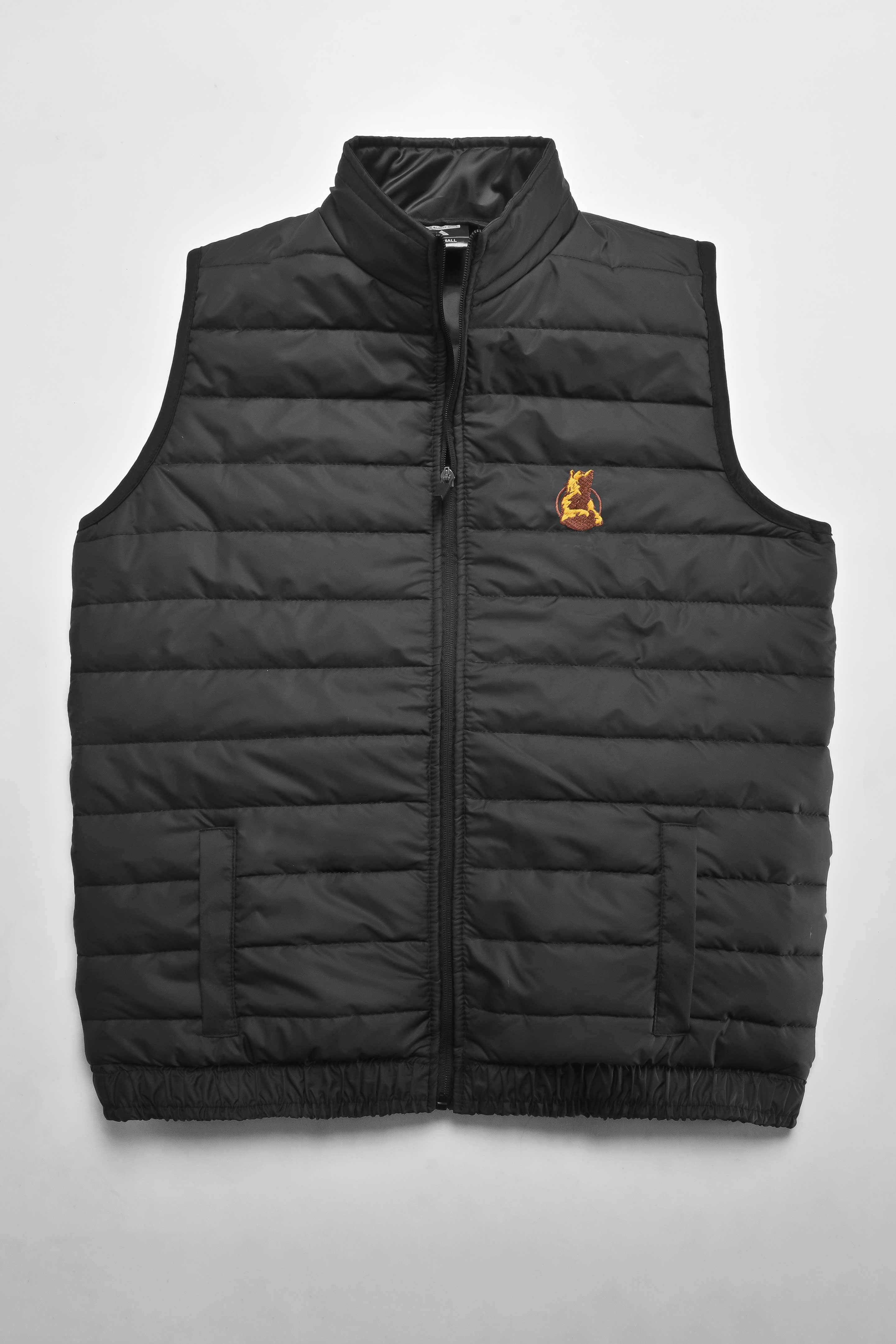 Burnt Soul Men's Wolf Embroidered Body Warmer Puffer Gilet Men's Gilet IBT 