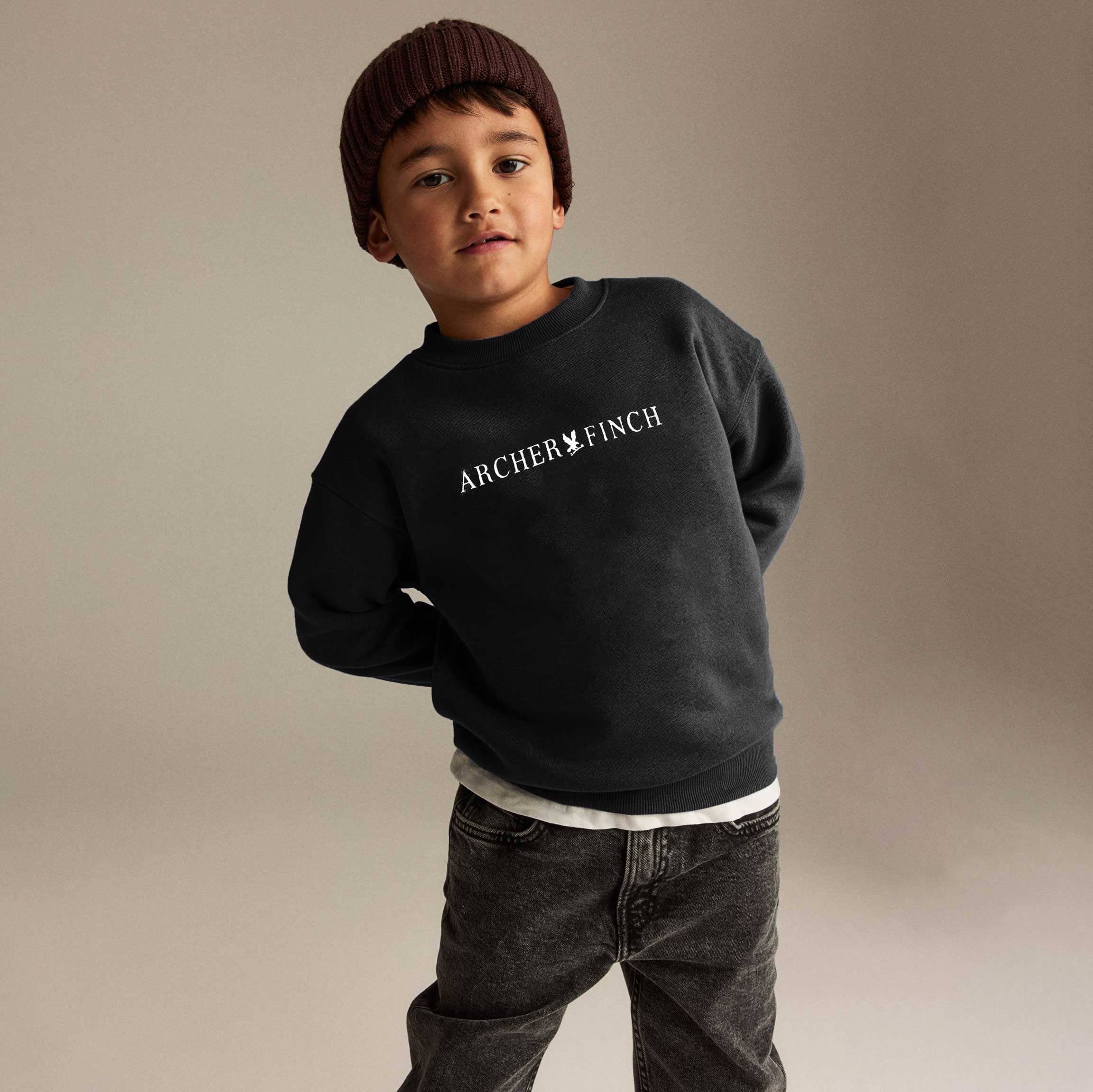 Archer & Finch Boy's Printed Terry Sweat Shirt Boy's Sweat Shirt LFS Black 3-4 Years 