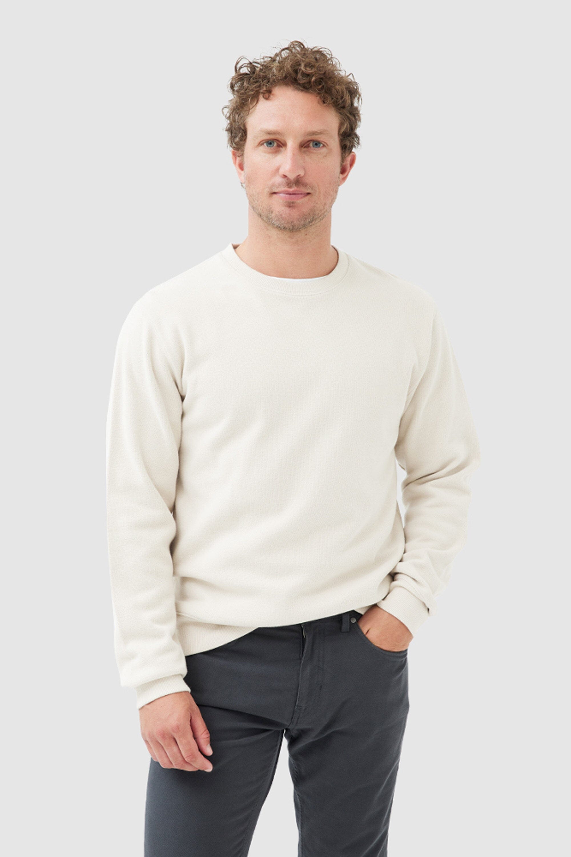 Men's Casual Blended Minor Fault Sweat Shirt Men's Sweat Shirt Image Cream XS 