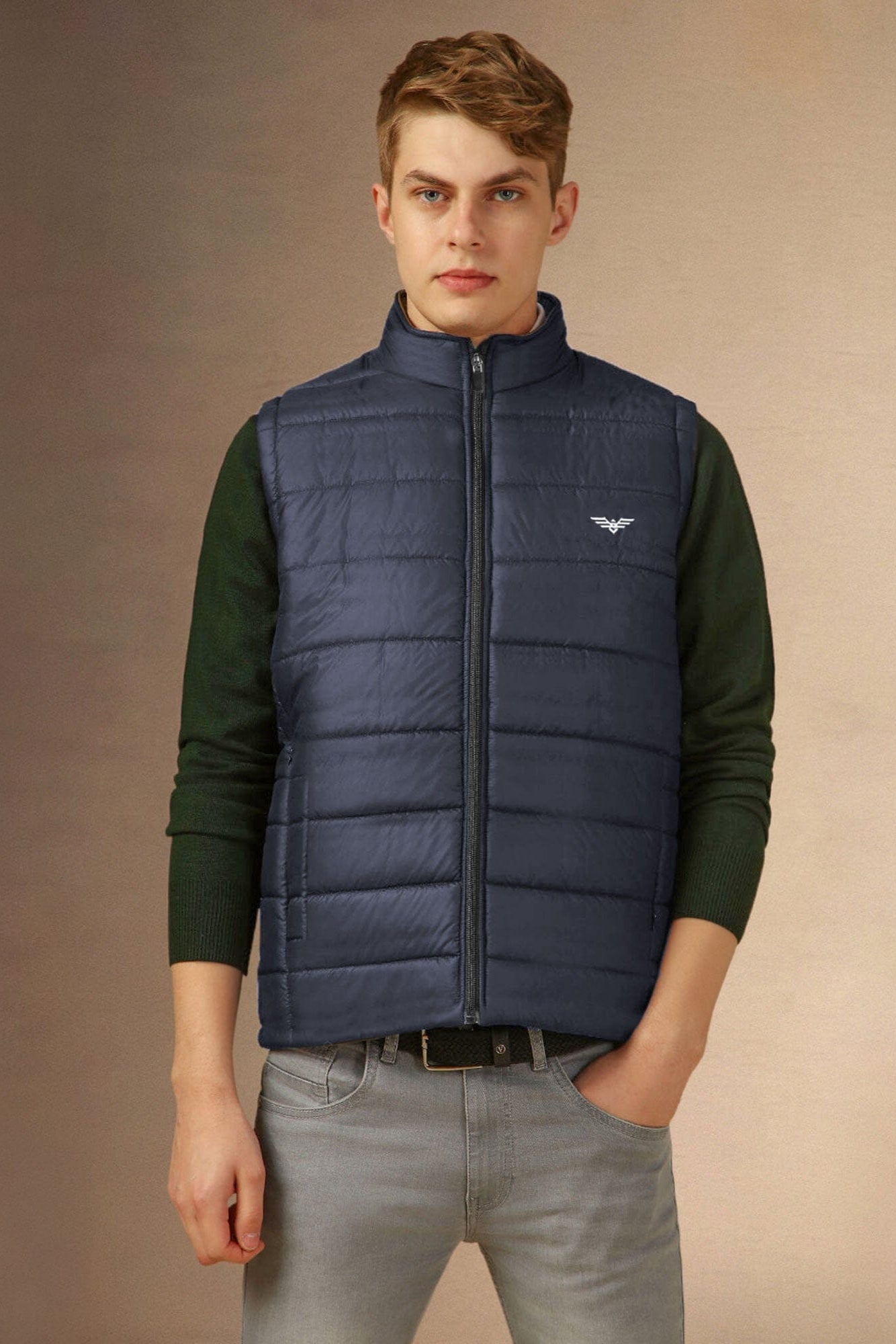 Eternity Men's Logo Embroidered Slim Fit Puffer Gilet Men's Gilet ETY Navy S 
