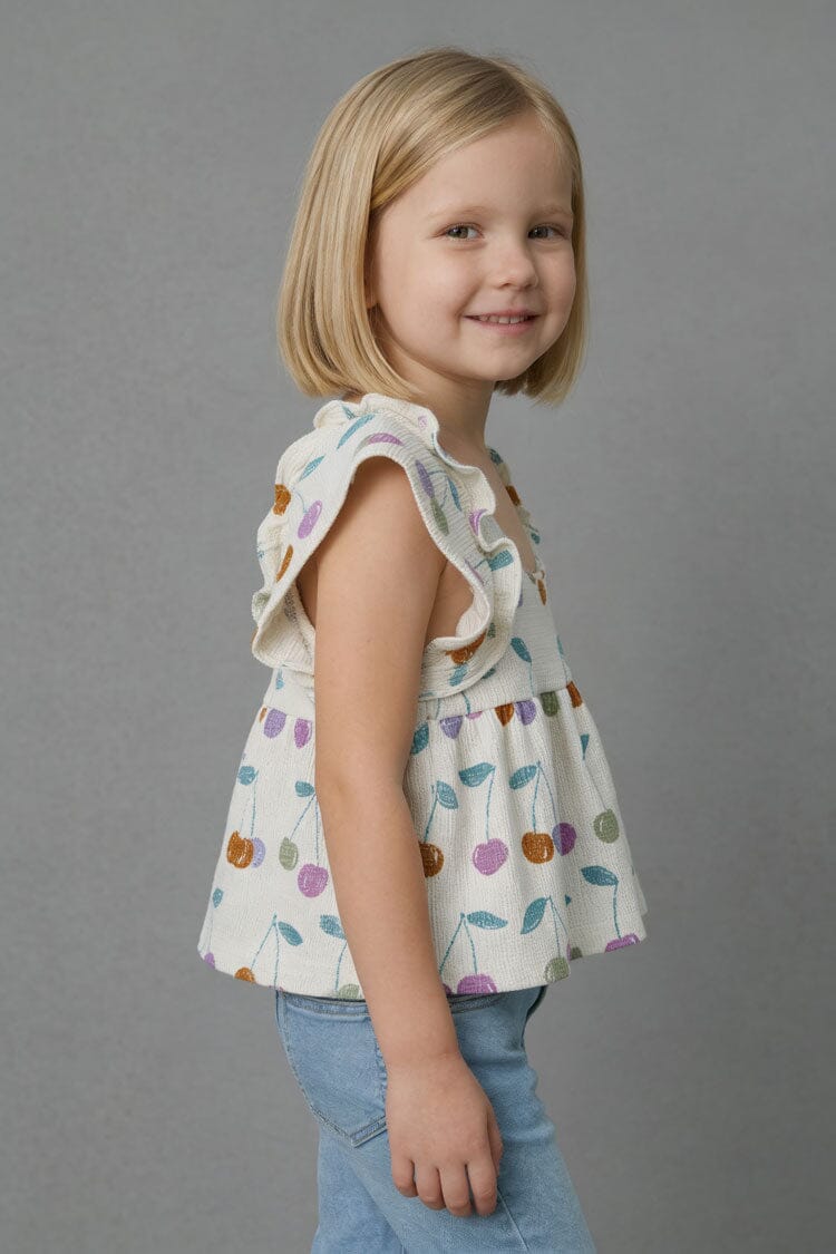 Polo Republica Girl's Waffle Knit Ruffle Top