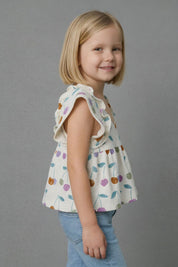 Polo Republica Girl's Waffle Knit Ruffle Top