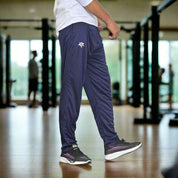 Men's Logo Embroidered & Left Panel Stripes Style Activewear Trousers Men's Trousers IBT Navy S 