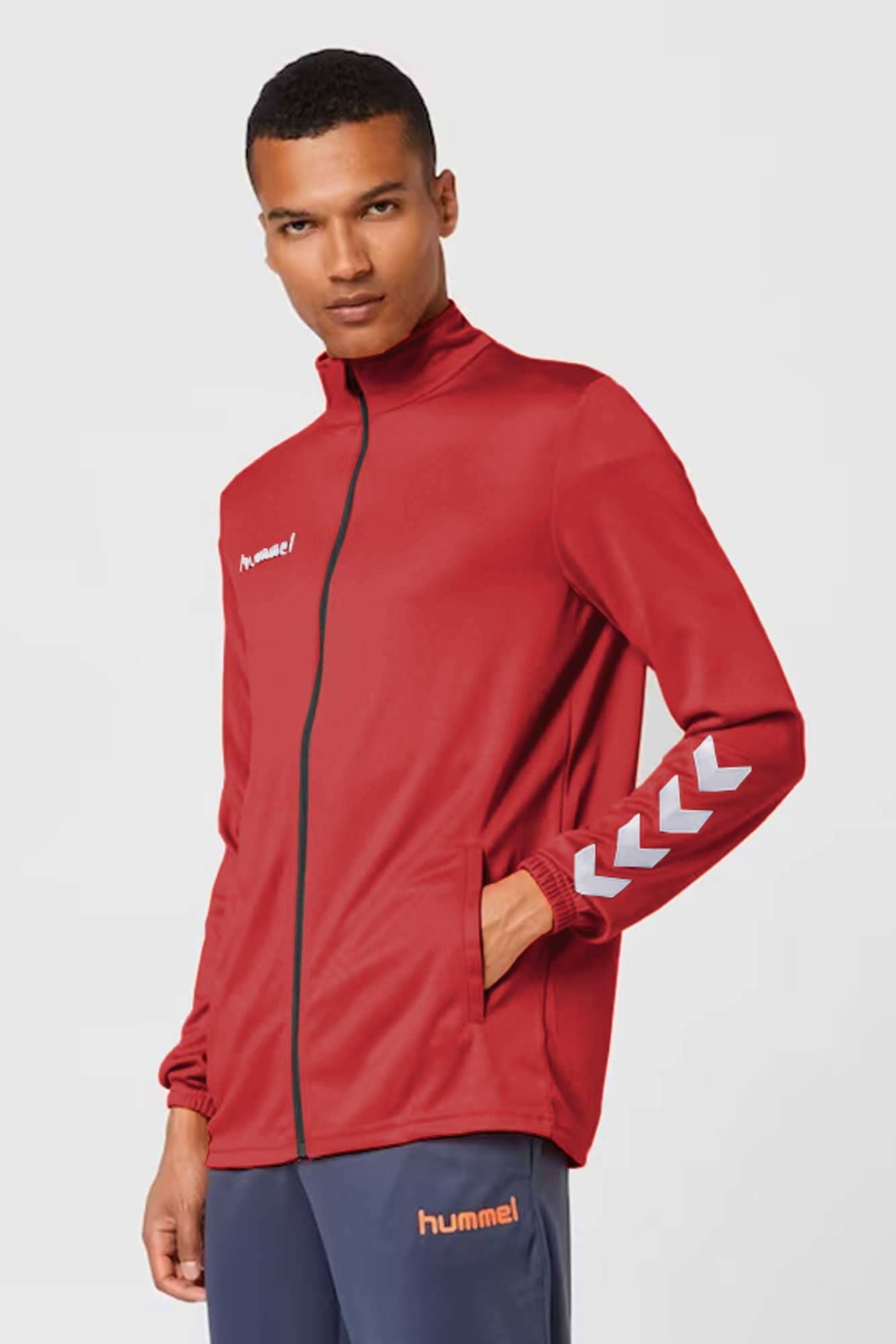 Hummel Men's Arrow Printed Activewear Zipper Sweat Jacket Men's Jacket HAS Apparel 