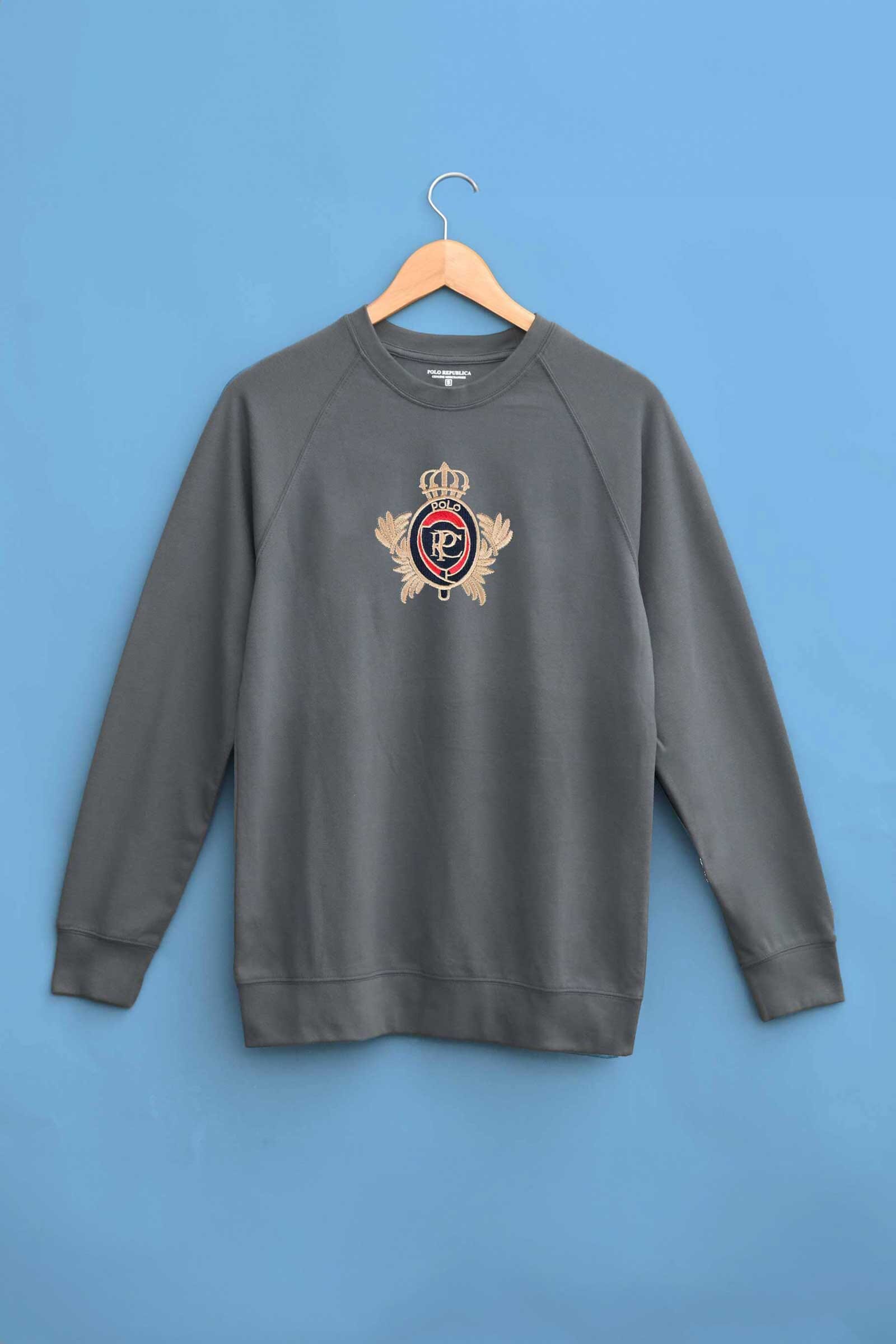Polo Republica Men's PRC Crest Embroidered Raglan Sleeve Pique Tee Shirt