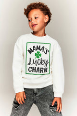 Tiny Teen Kid's Mama's Lucky Charm Printed Fleece Sweat Shirt