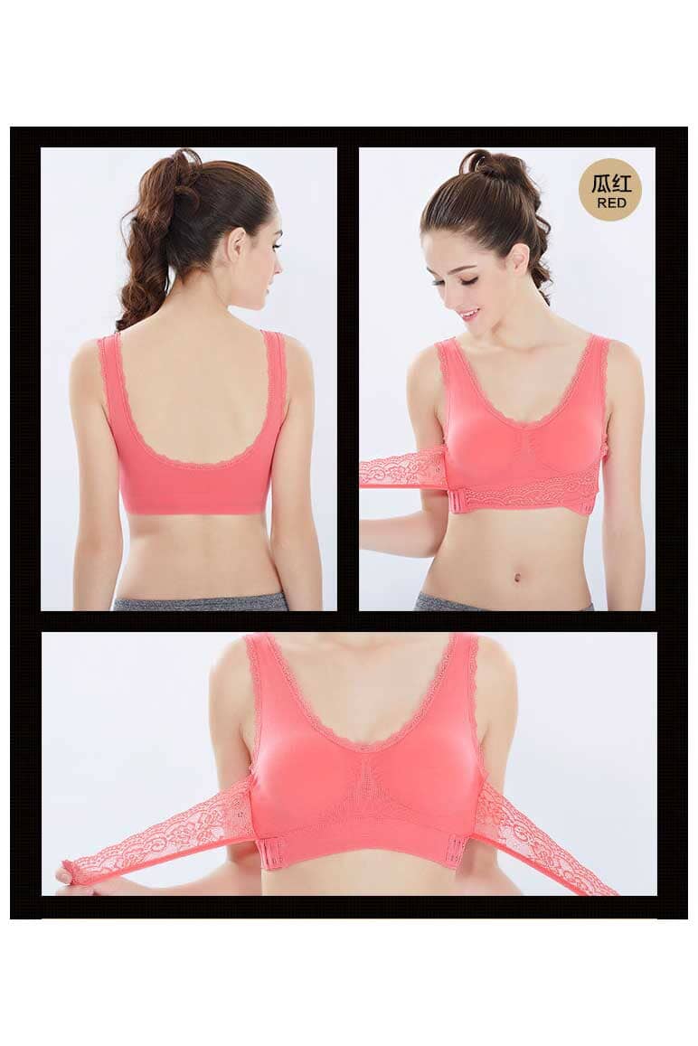 Front Cross Side Buckle Push Up Lace design Sports Bra Women's Lingerie RAM 