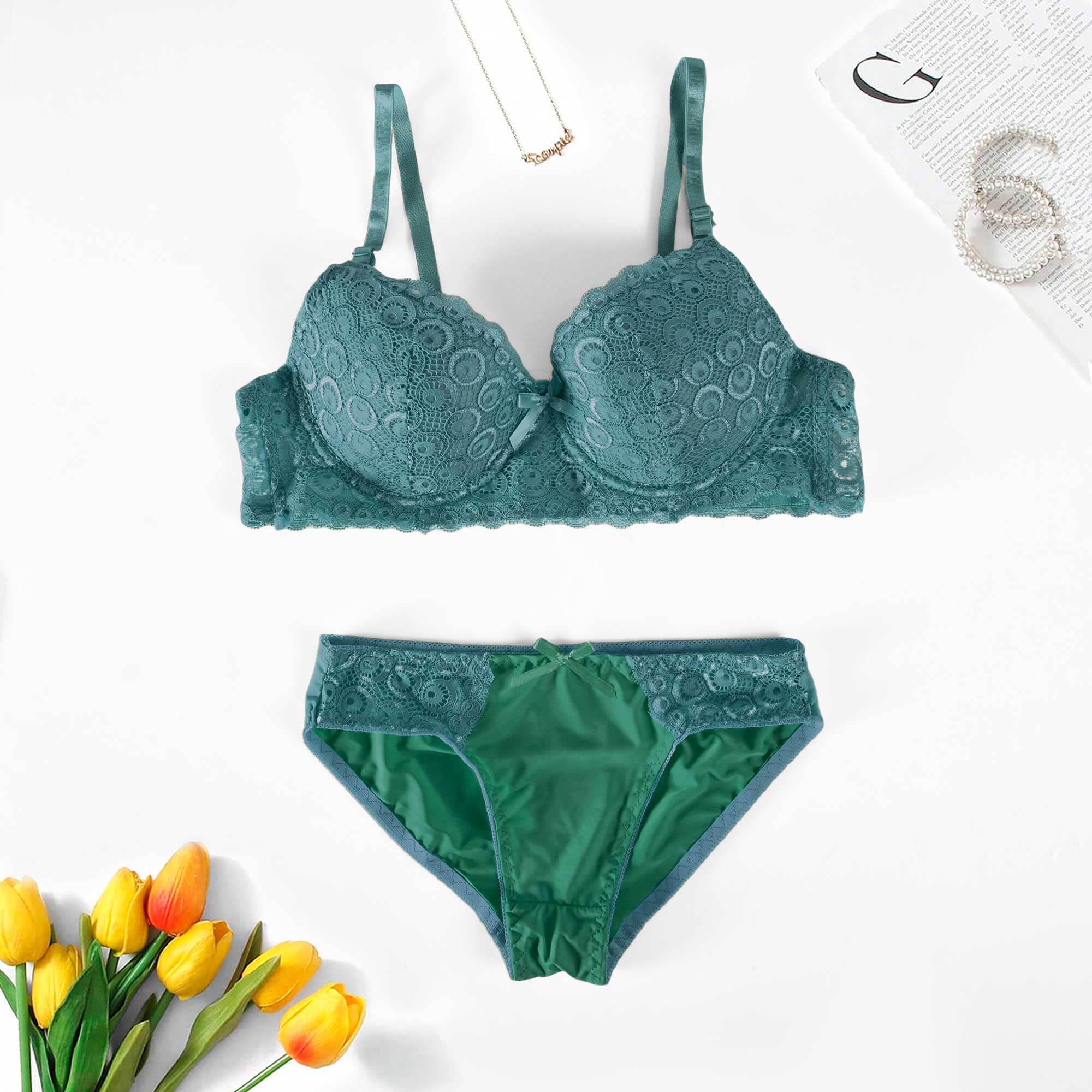 Chenxw Women's Wired Push Up Padded Bra & Pantie Set Women's Lingerie RAM Zinc 30 