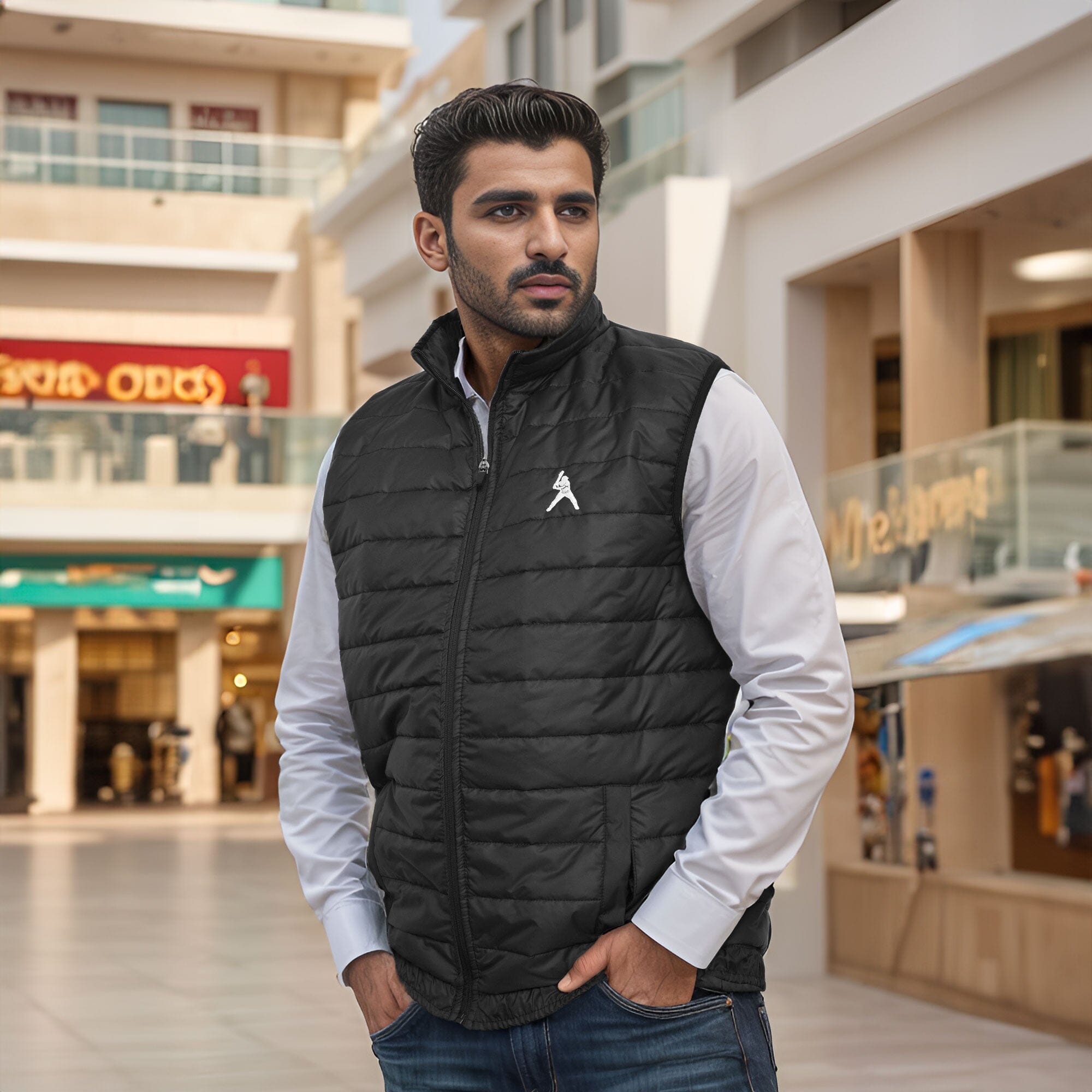 The Burnt Soul Men's Baseball Embroidered Sleeveless Puffer Gilet Men's Gilet IBT Black Baseball S 