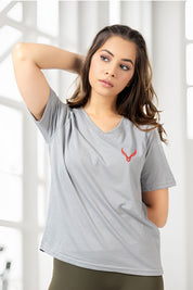 Polo Athletica Women's V-Neck Reflective Stripes Printed Short Sleeve Tee Shirt Women's Tee Shirt Polo Republica 