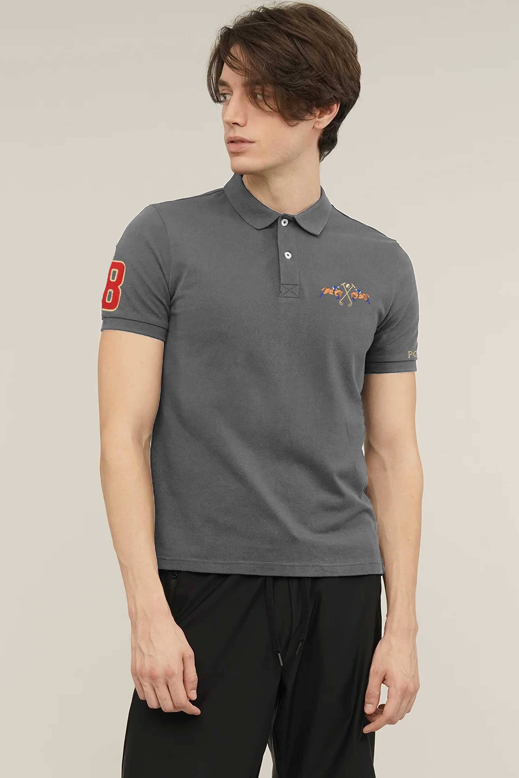 Polo Republica Men's Double Pony & Polo 3 Embroidered Short Sleeve Polo Shirt Men's Polo Shirt Polo Republica 