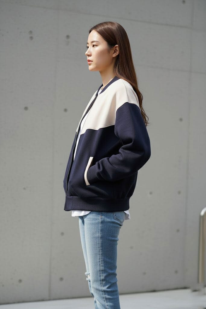 Max 21 Women's Two-Tone Boxy Bomber Jacket