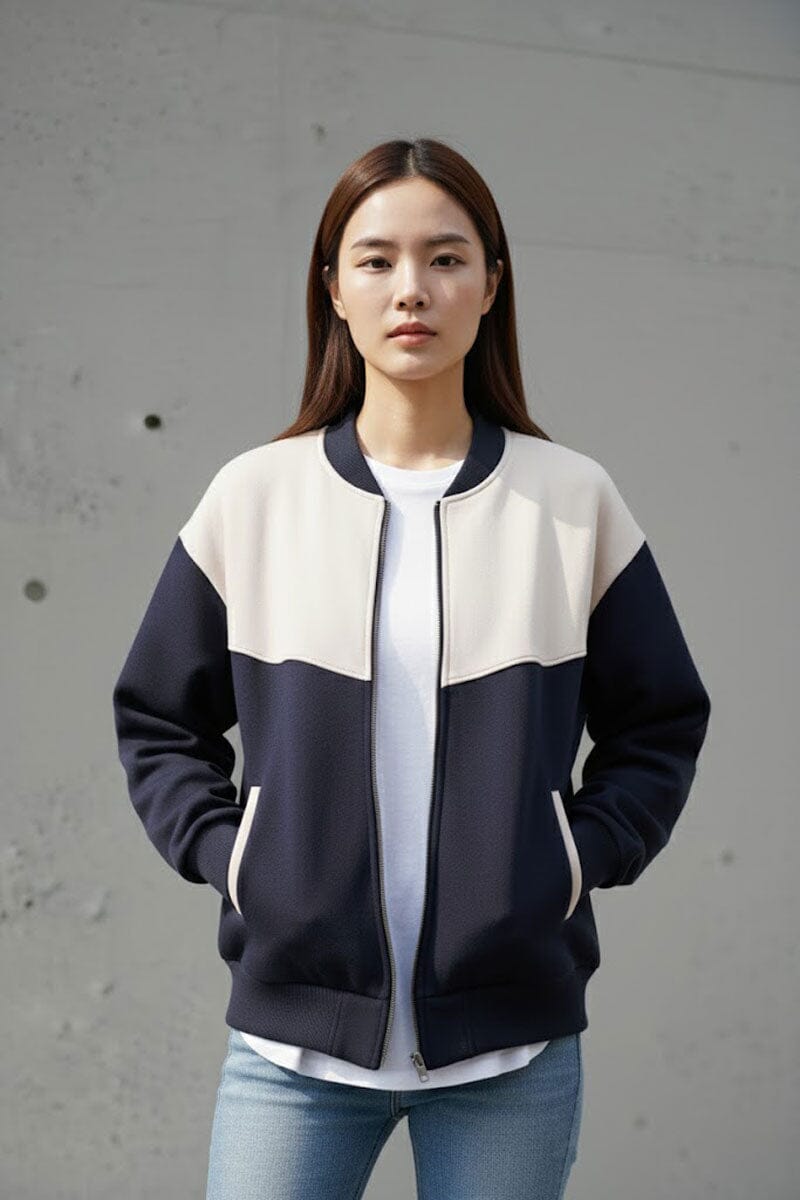 Max 21 Women's Two-Tone Boxy Bomber Jacket