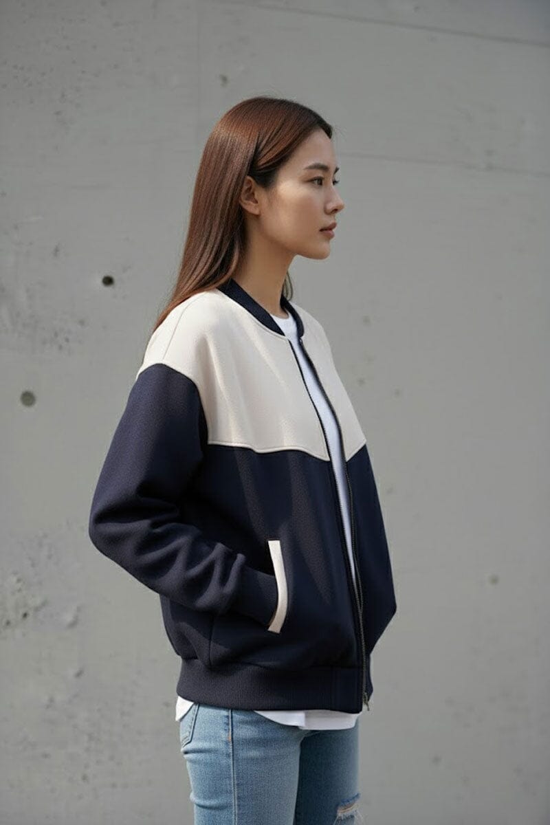 Max 21 Women's Two-Tone Boxy Bomber Jacket