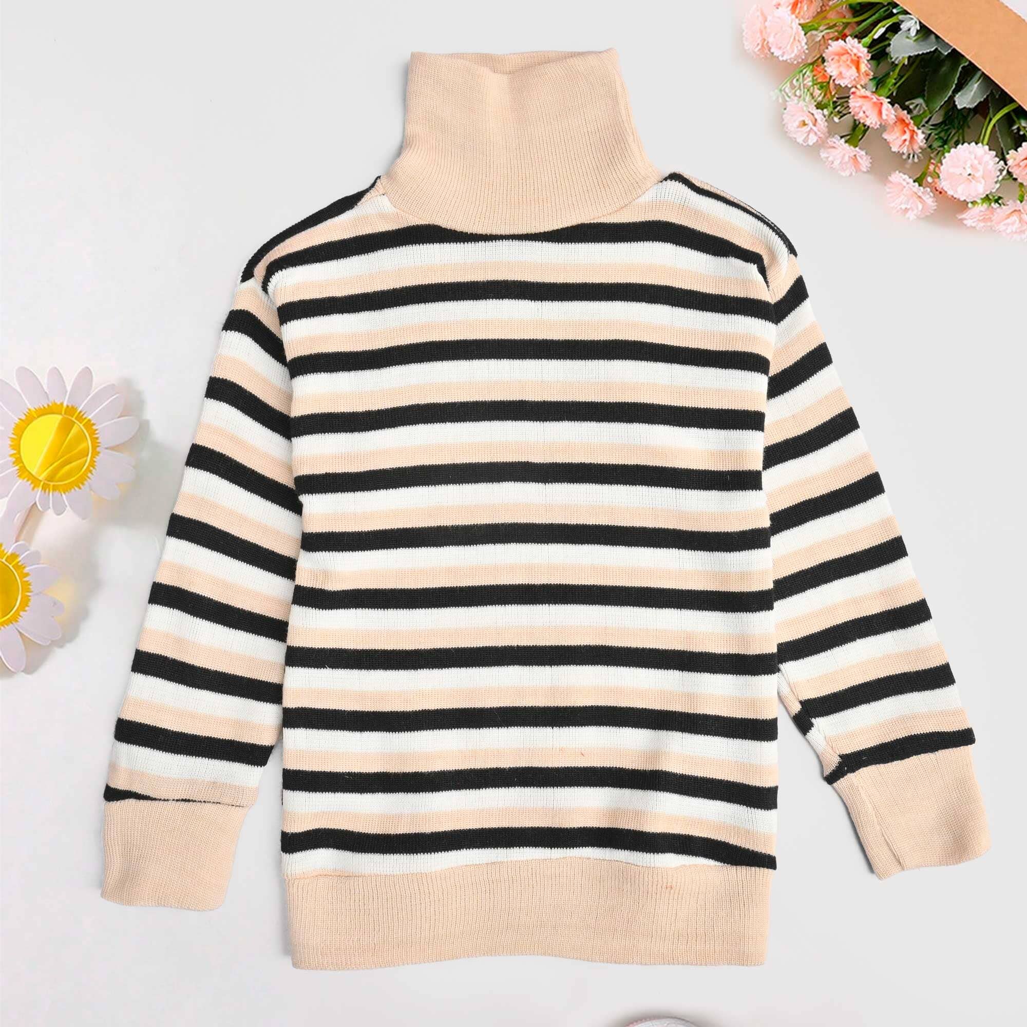 Kid's Selayun Thermal High Neck Sweat Shirt Boy's Sweat Shirt SRL Black & Skin S(2-3 Years) 