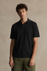 Men's Jacquard Textured Short Sleeve Polo Shirt
