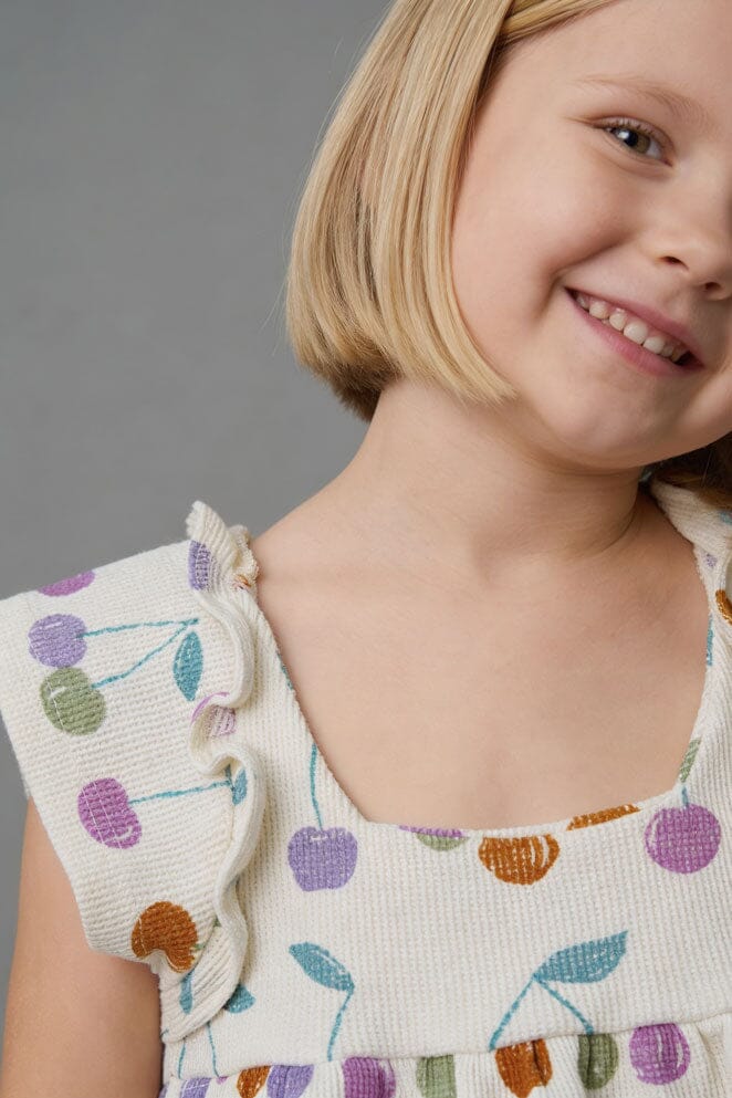 Polo Republica Girl's Waffle Knit Ruffle Top