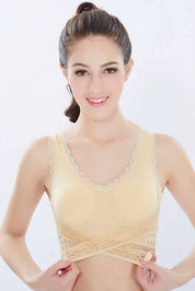 Front Cross Side Buckle Push Up Lace design Sports Bra Women's Lingerie RAM 